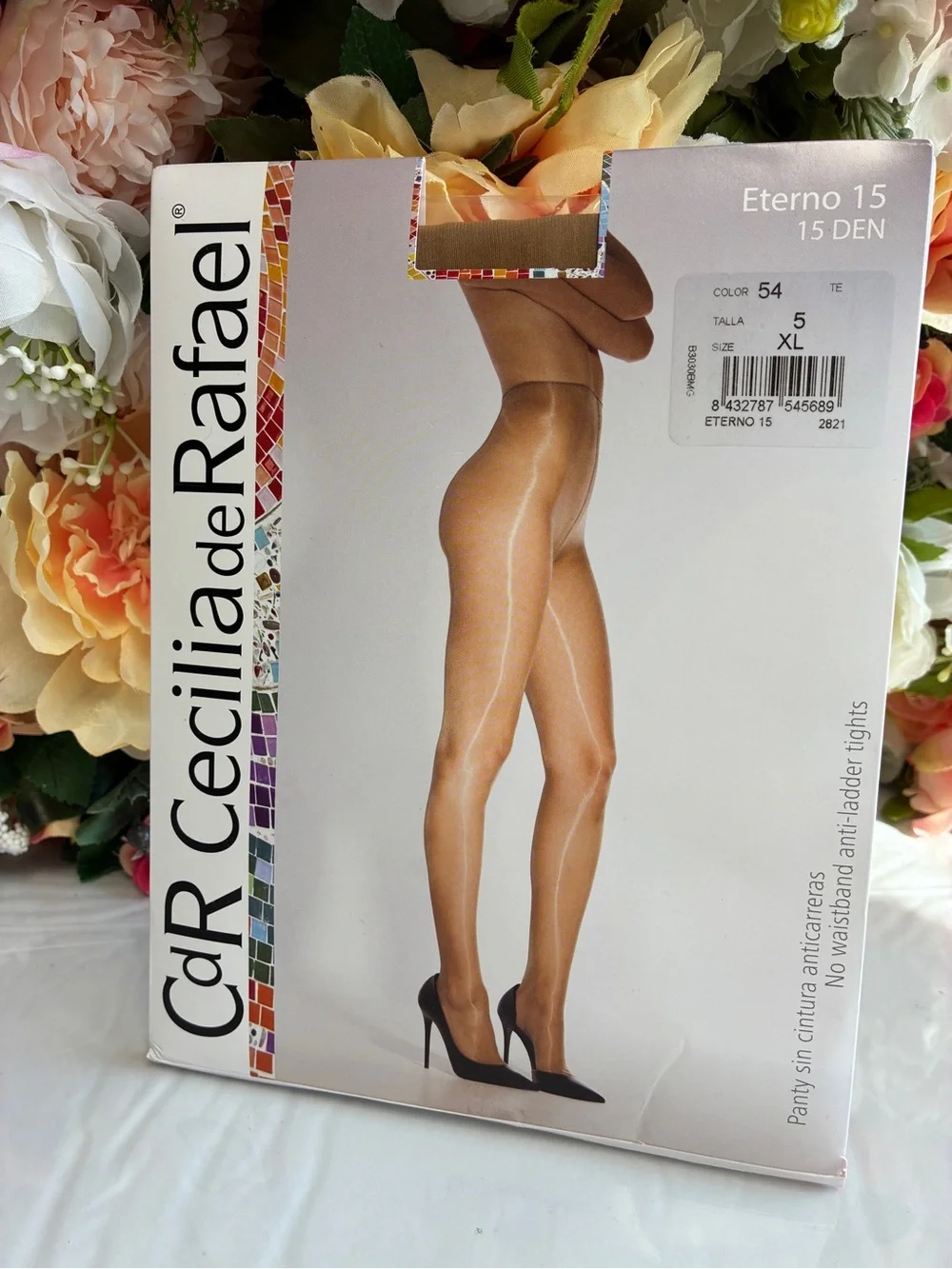 Cecilia de Rafael Eterno 15 Glossy Tights Te Dark Natural XL Waistless 15 Denier